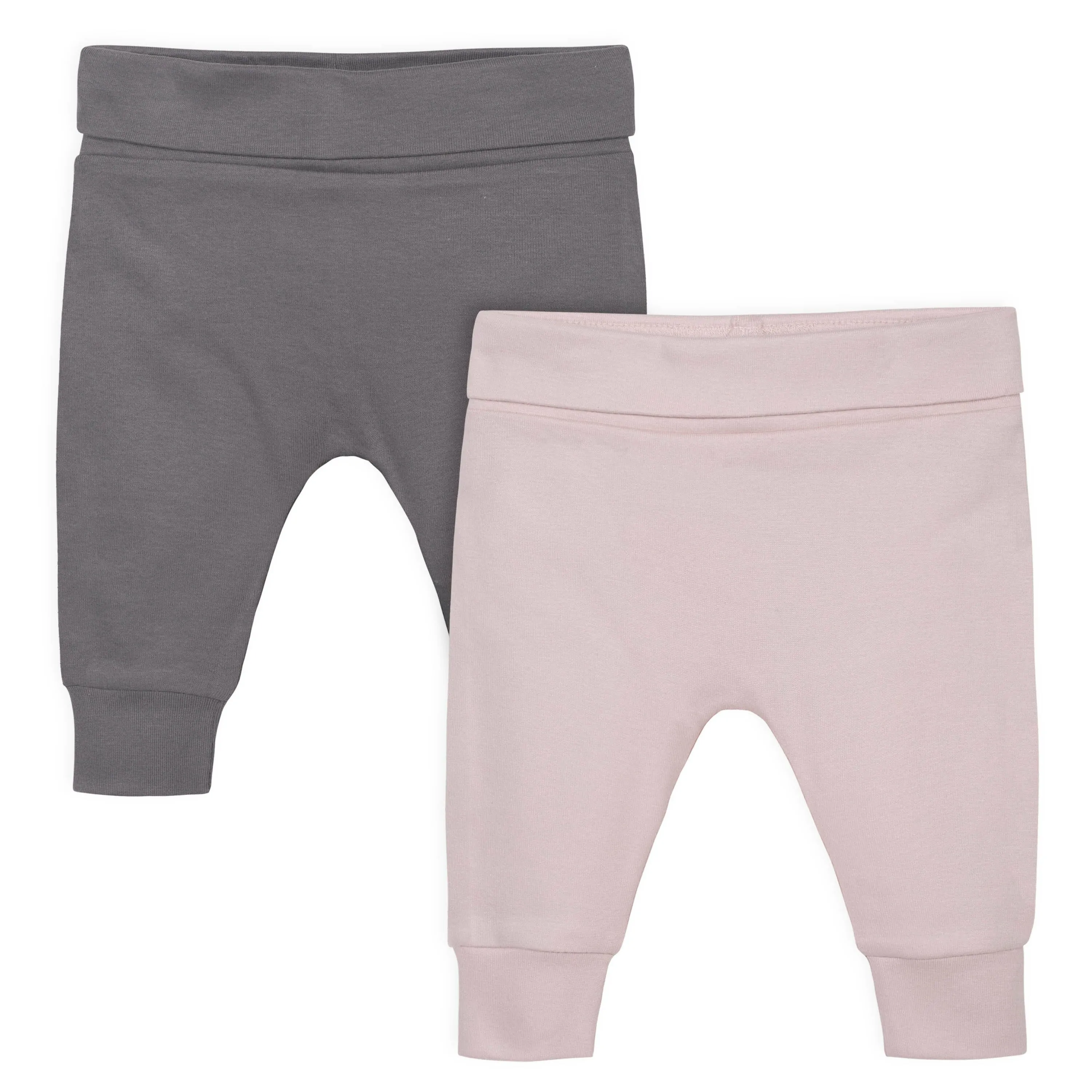 2-Pack Baby Girls Pink & Gray Foldover Waistband Pants