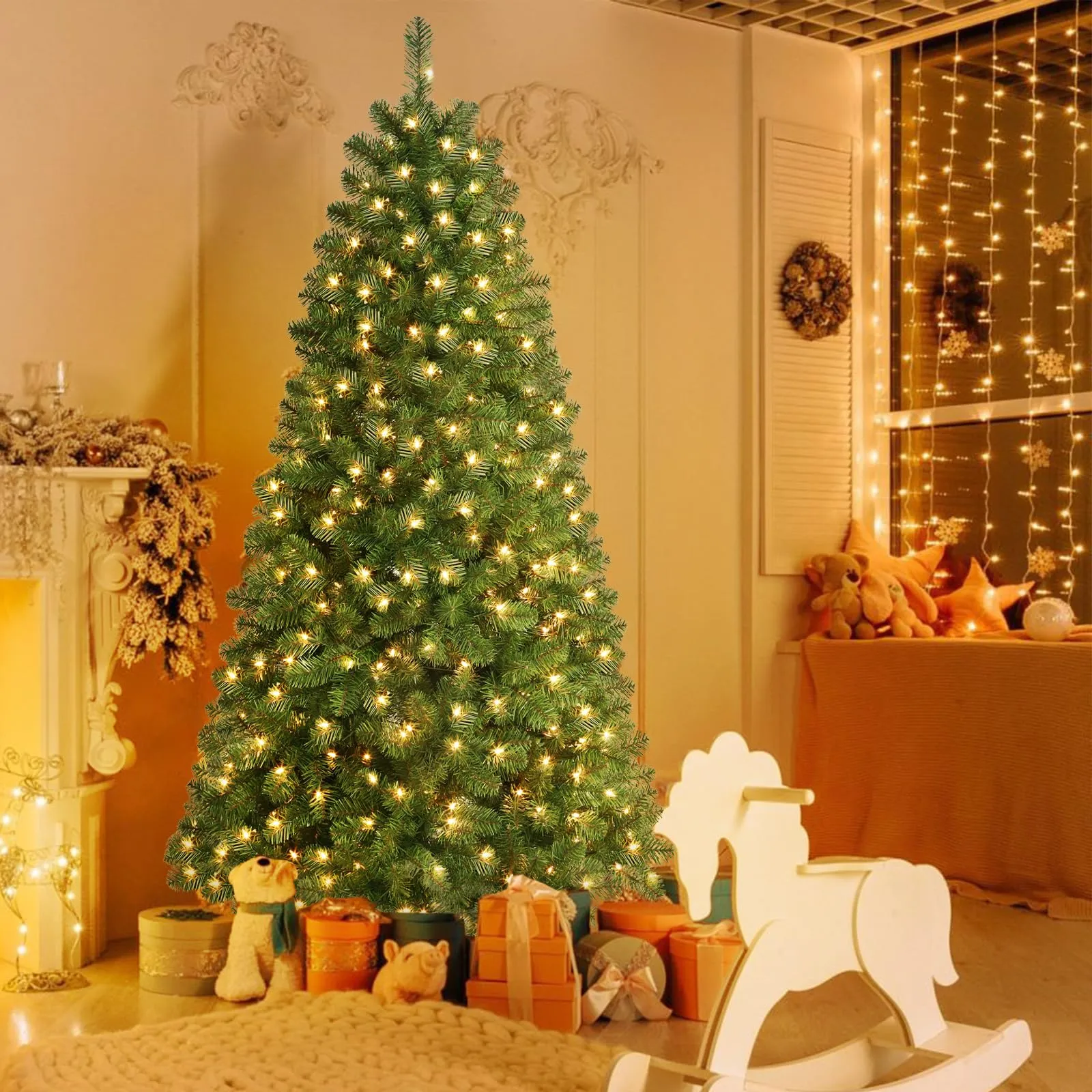 4ft Prelit Warm White Lights Premium Artificial Hinged Christmas Tree