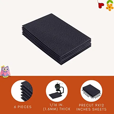 Acrylic Felt 9"X12" Sheet Packs | Dark Grey