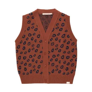 Animal Print Vest in Chestnut / Navy by Tinycottons - Last Ones In Stock - 3 Years