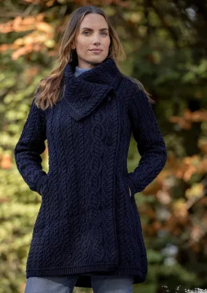 Aran Crafts Chunky Collar Coat | Navy