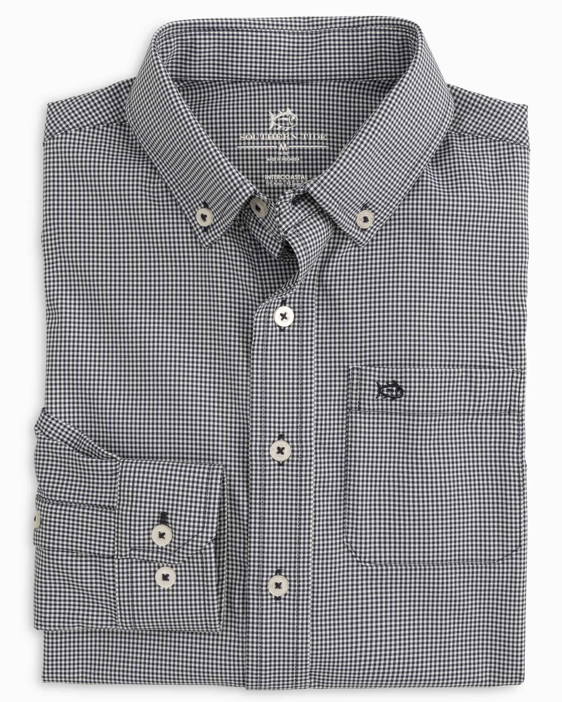 Boys Intercoastal Mini Gingham Button Down Shirt