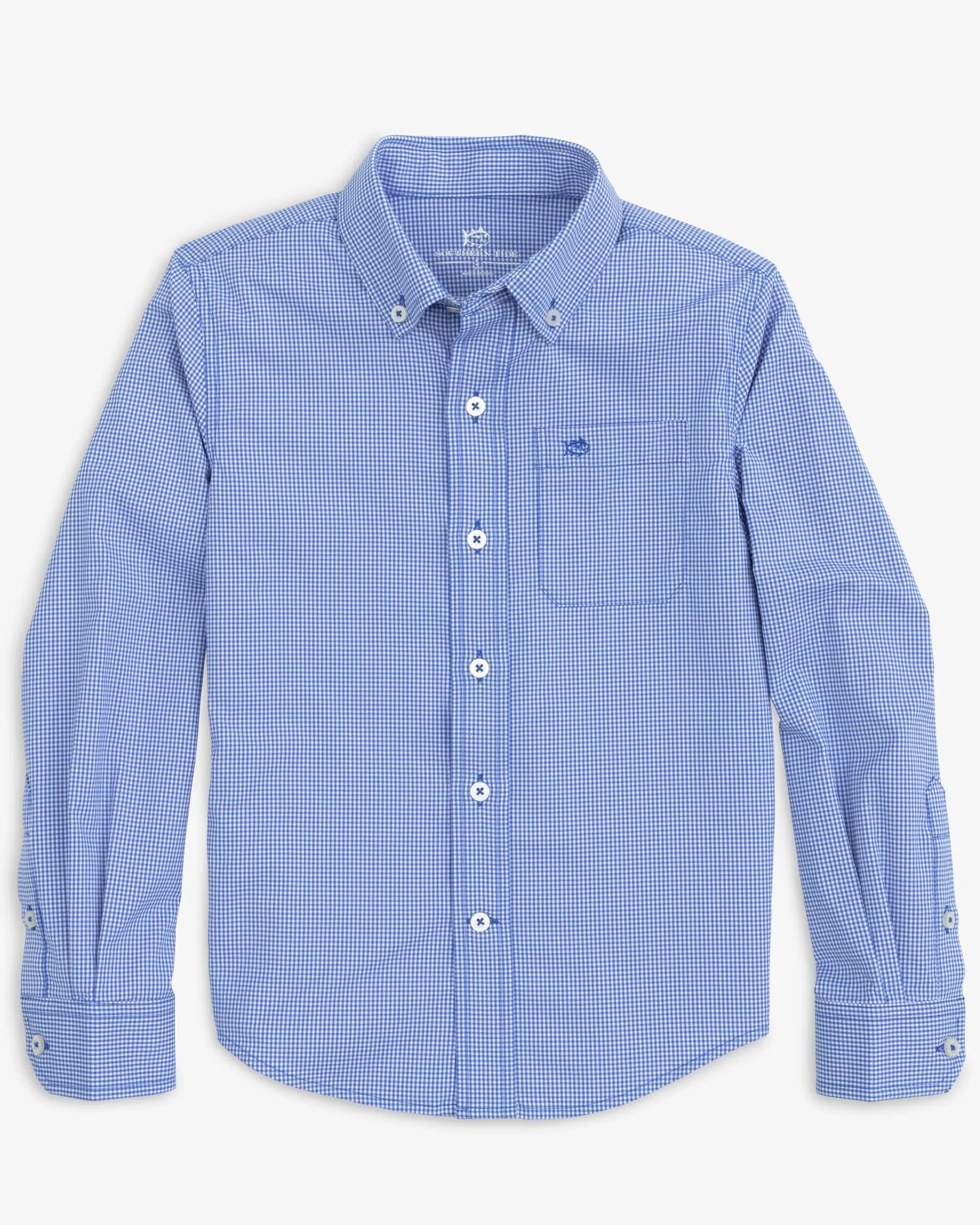 Boys Intercoastal Mini Gingham Button Down Shirt