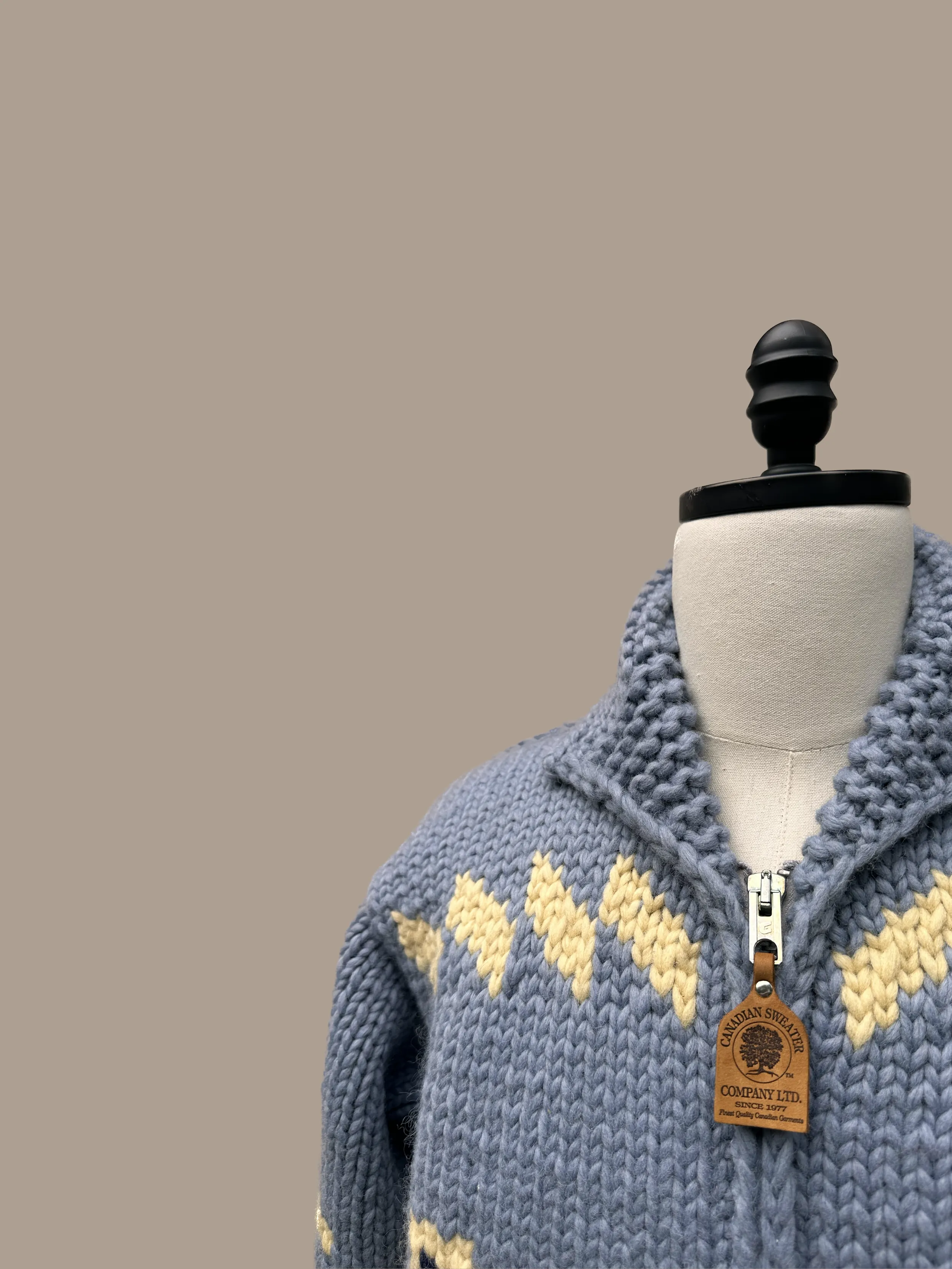 Canadian Knit Sweater - Light Blue/ Yellow