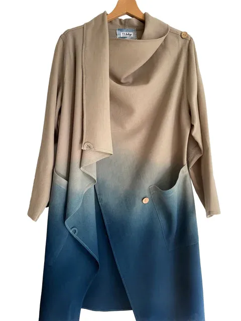 Cashmere & Wool Wraparound Shibori Coat