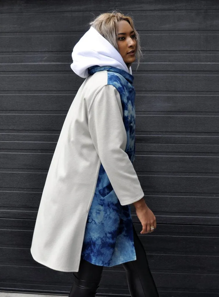 Cashmere & Wool Wraparound Shibori Coat