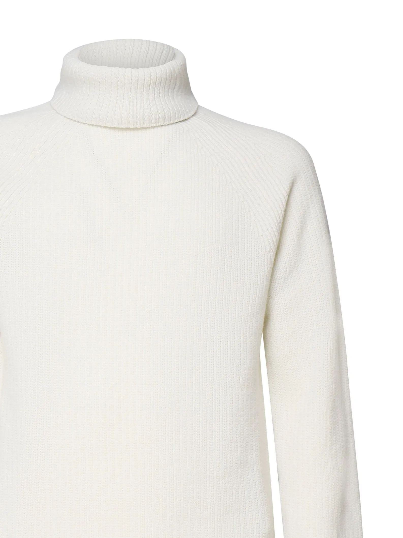 Chunky Wool Turtleneck Sweater in White