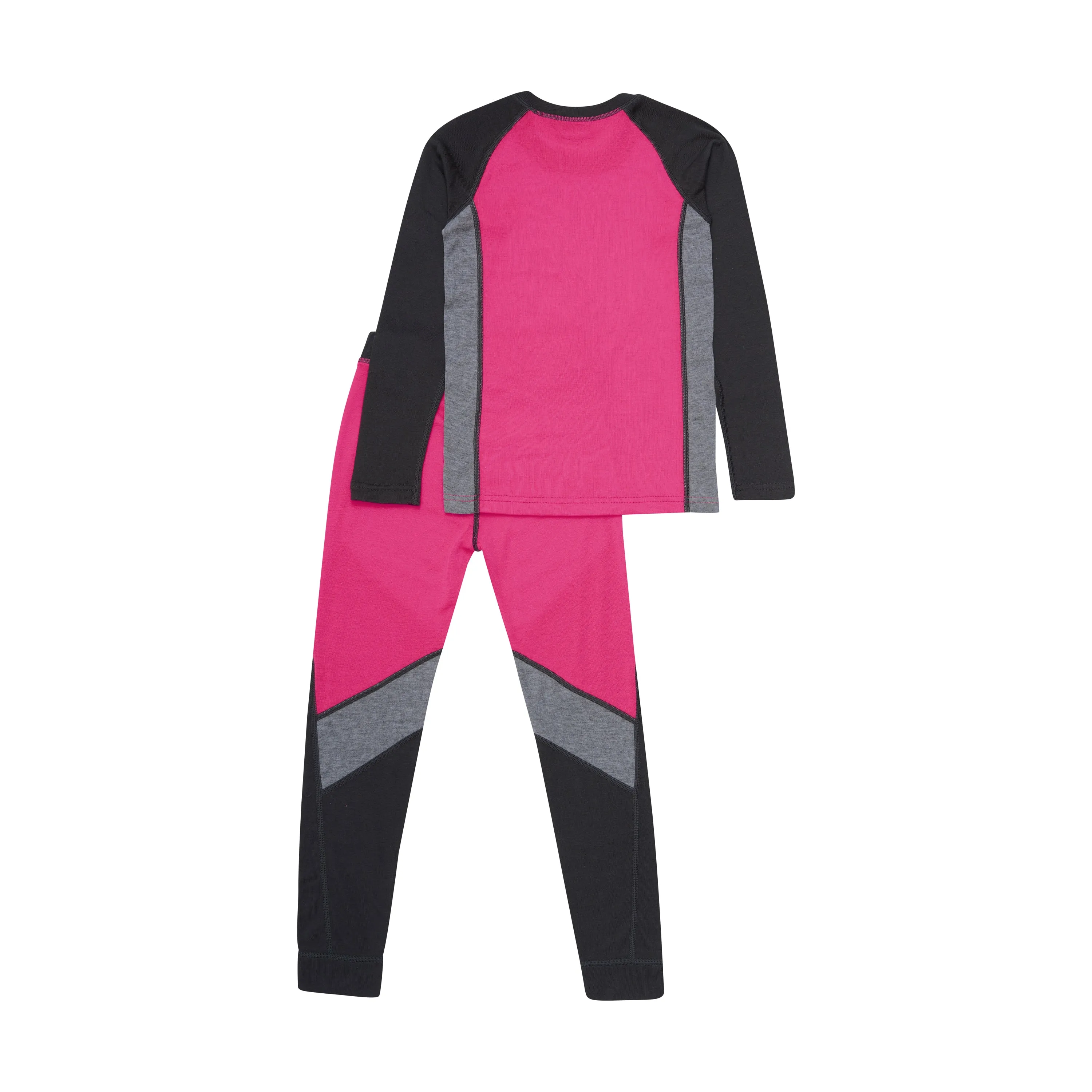 Colorblock Base Layer Ski Unders Set: Pink Glo