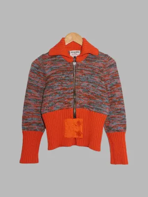 Dirk Bikkembergs Hommes Pour La Femme winter 1996 orange wool marle zip cardigan