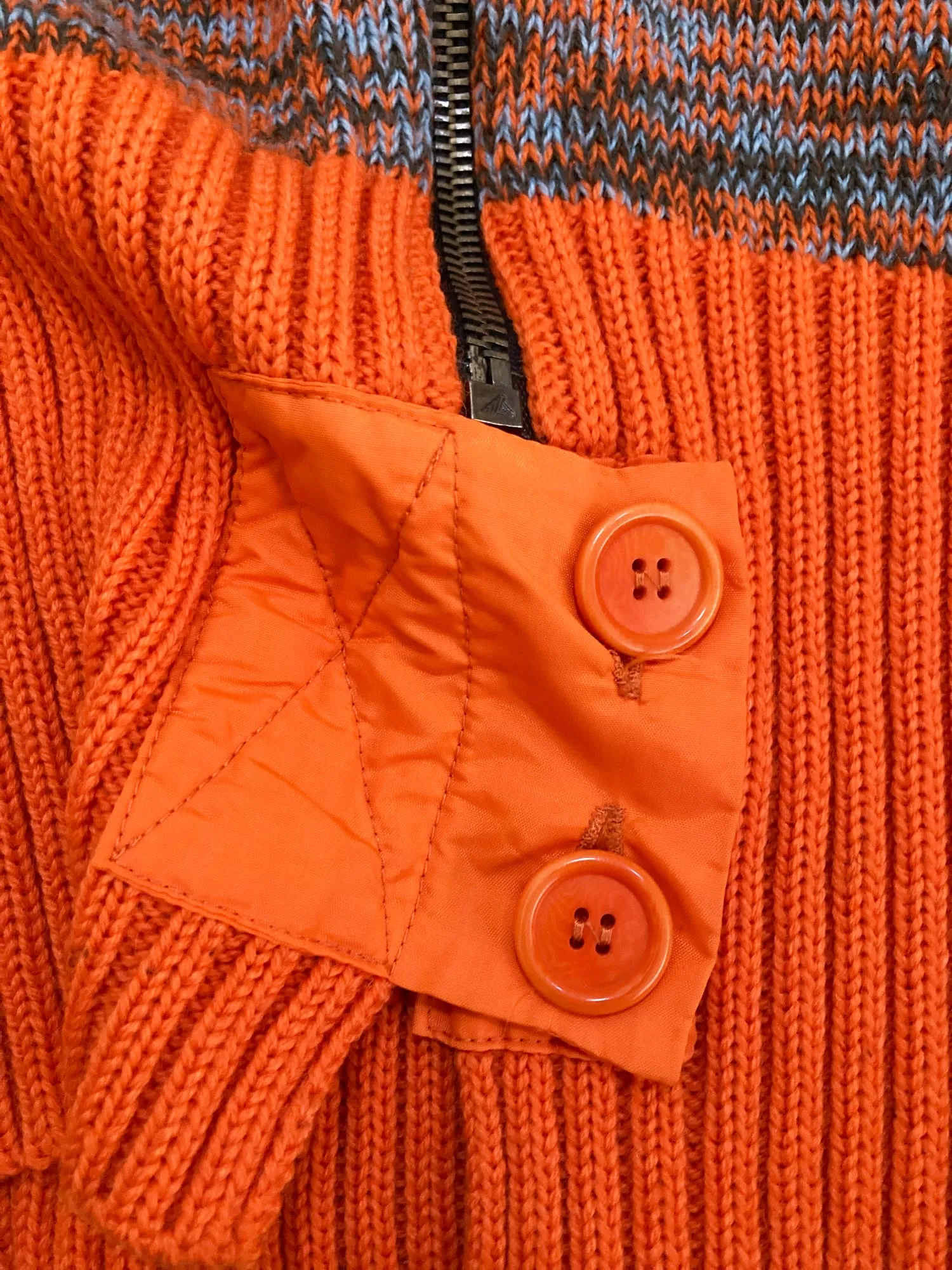 Dirk Bikkembergs Hommes Pour La Femme winter 1996 orange wool marle zip cardigan