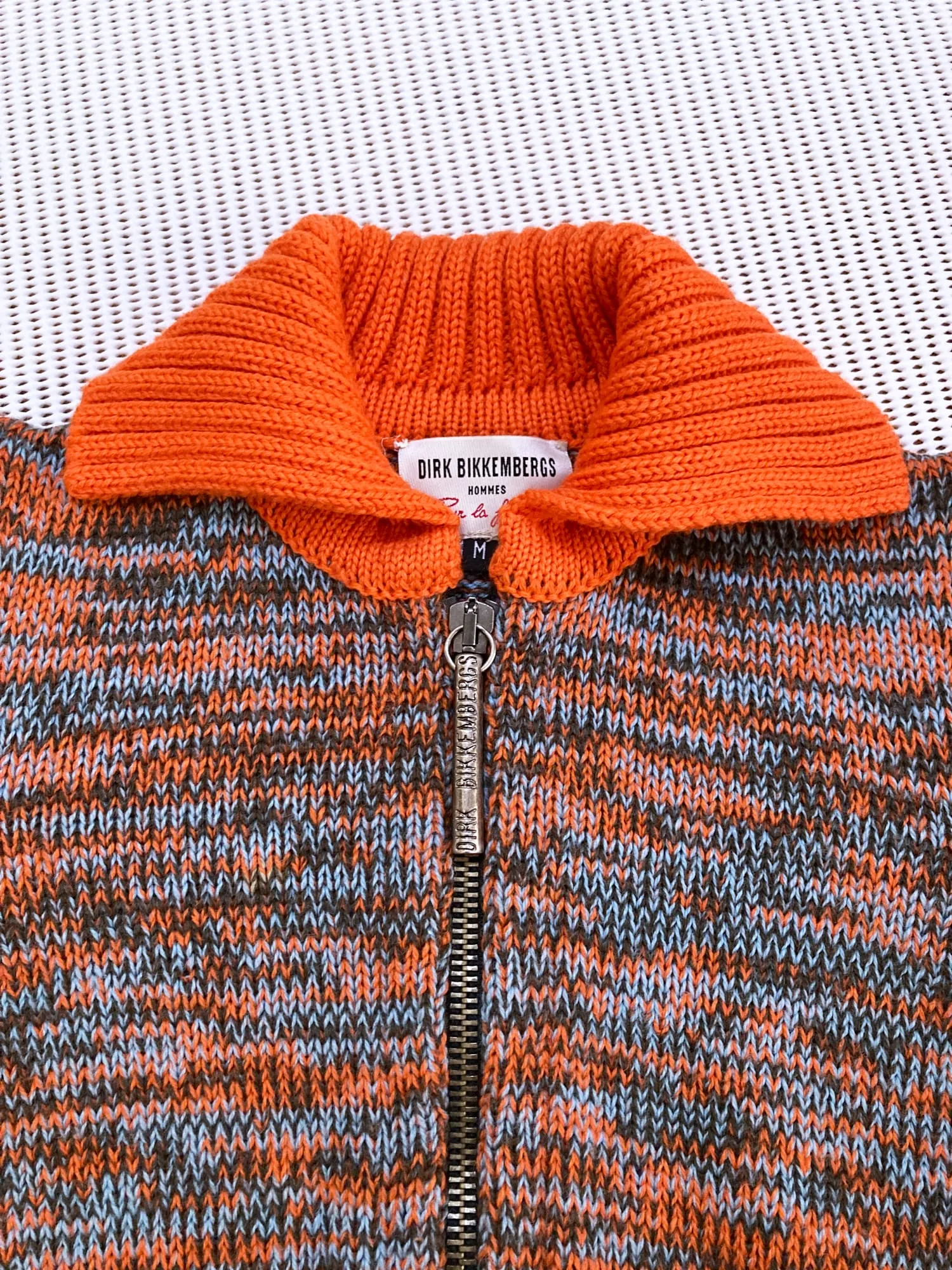 Dirk Bikkembergs Hommes Pour La Femme winter 1996 orange wool marle zip cardigan