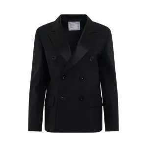 Double Breasted Suiting Mix Jacket in Black