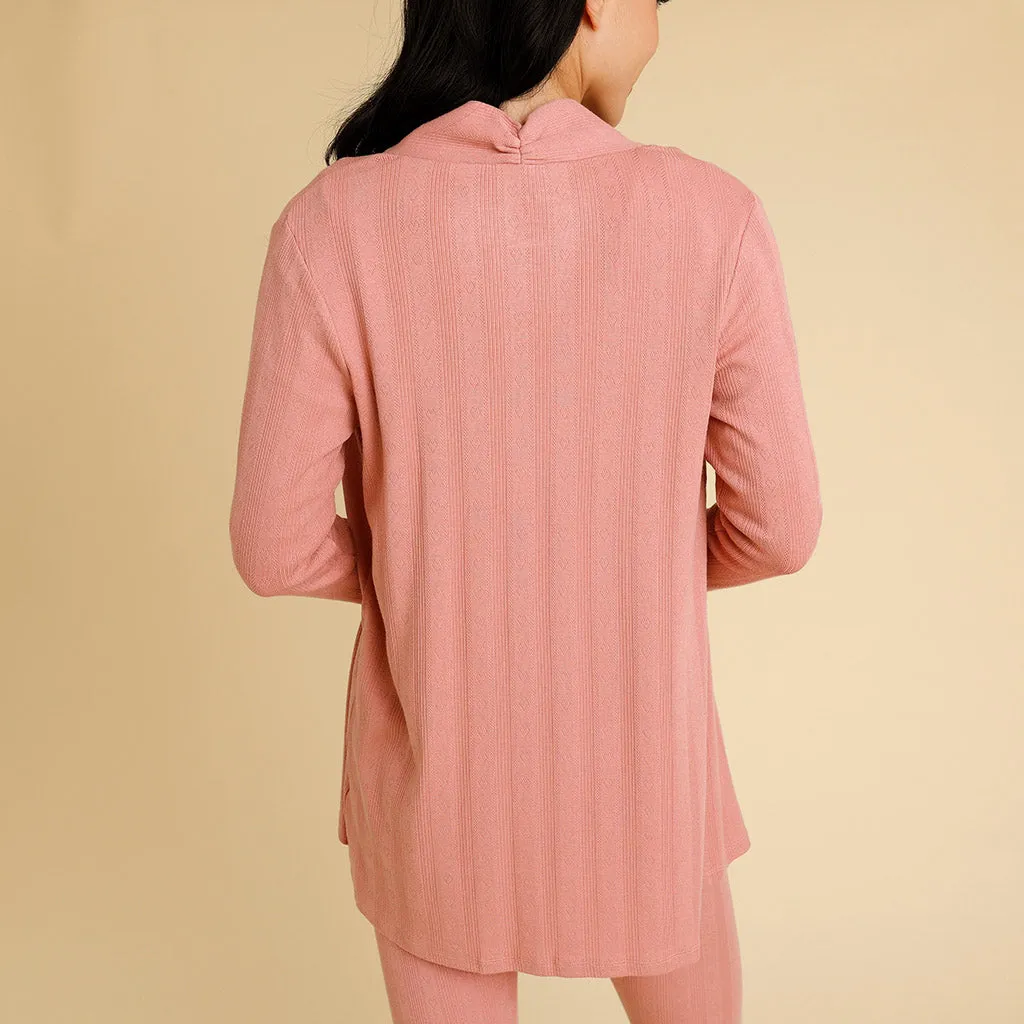 Dusty Rose Women's Pointelle Fly Away Cardigan