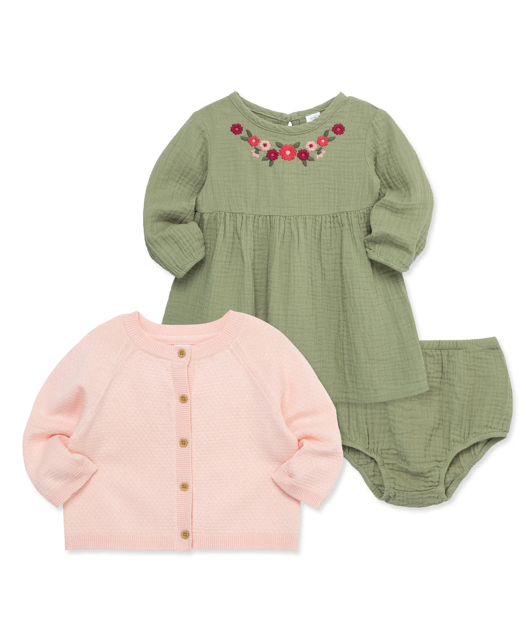 Embroidered Dress & Sweater Set (12M-24M)