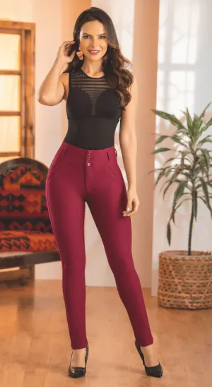 Fitted Dress Pants for Women ( Red Wine)