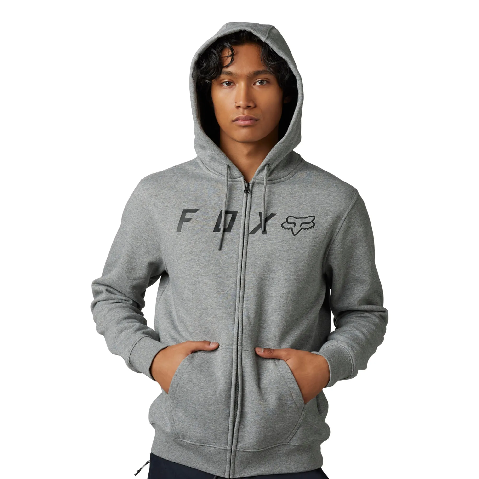 Fox Racing  Mens Absolute Zip Hoodie Sweatshirt Heavyweight Warm Heather Graphite