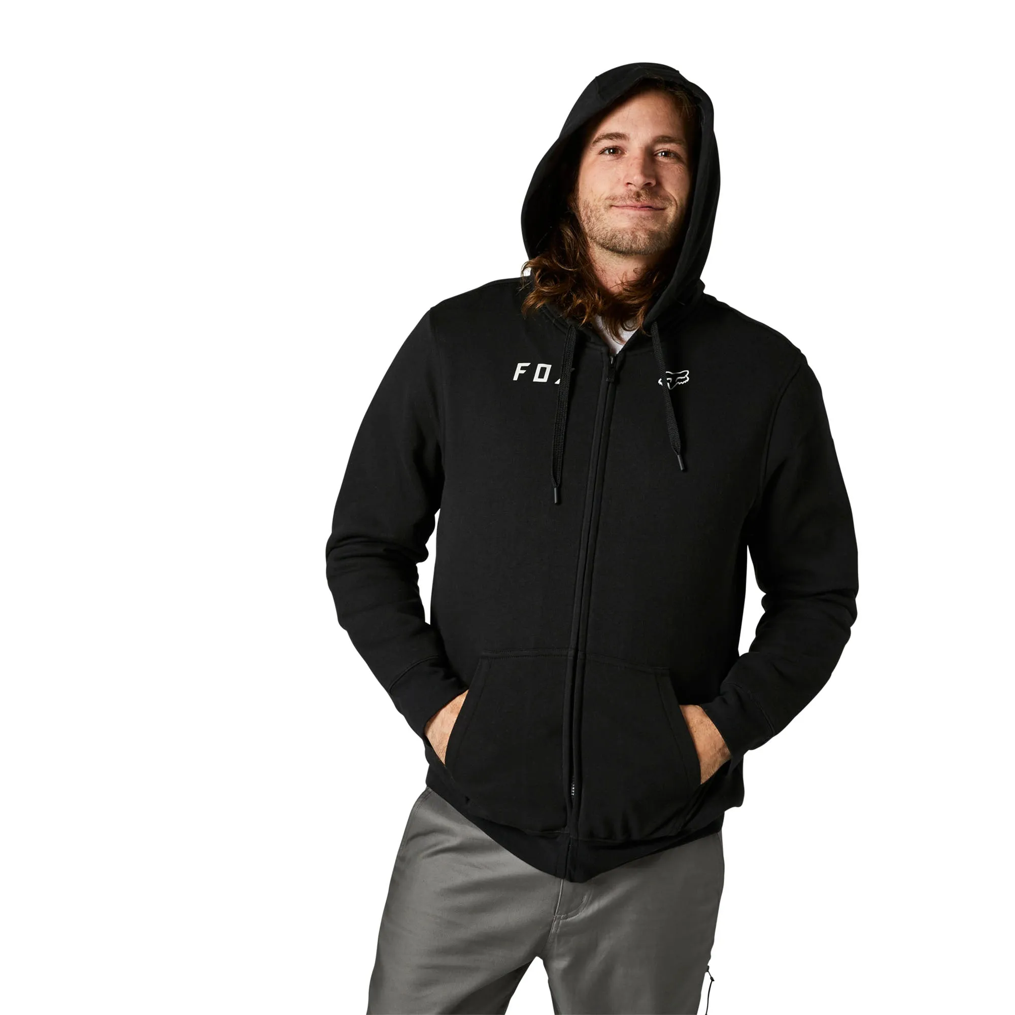 Fox Racing  Mens Black Baseline Sasquatch Fleece Zip Hoodie Comfy Warm Sweatshirt