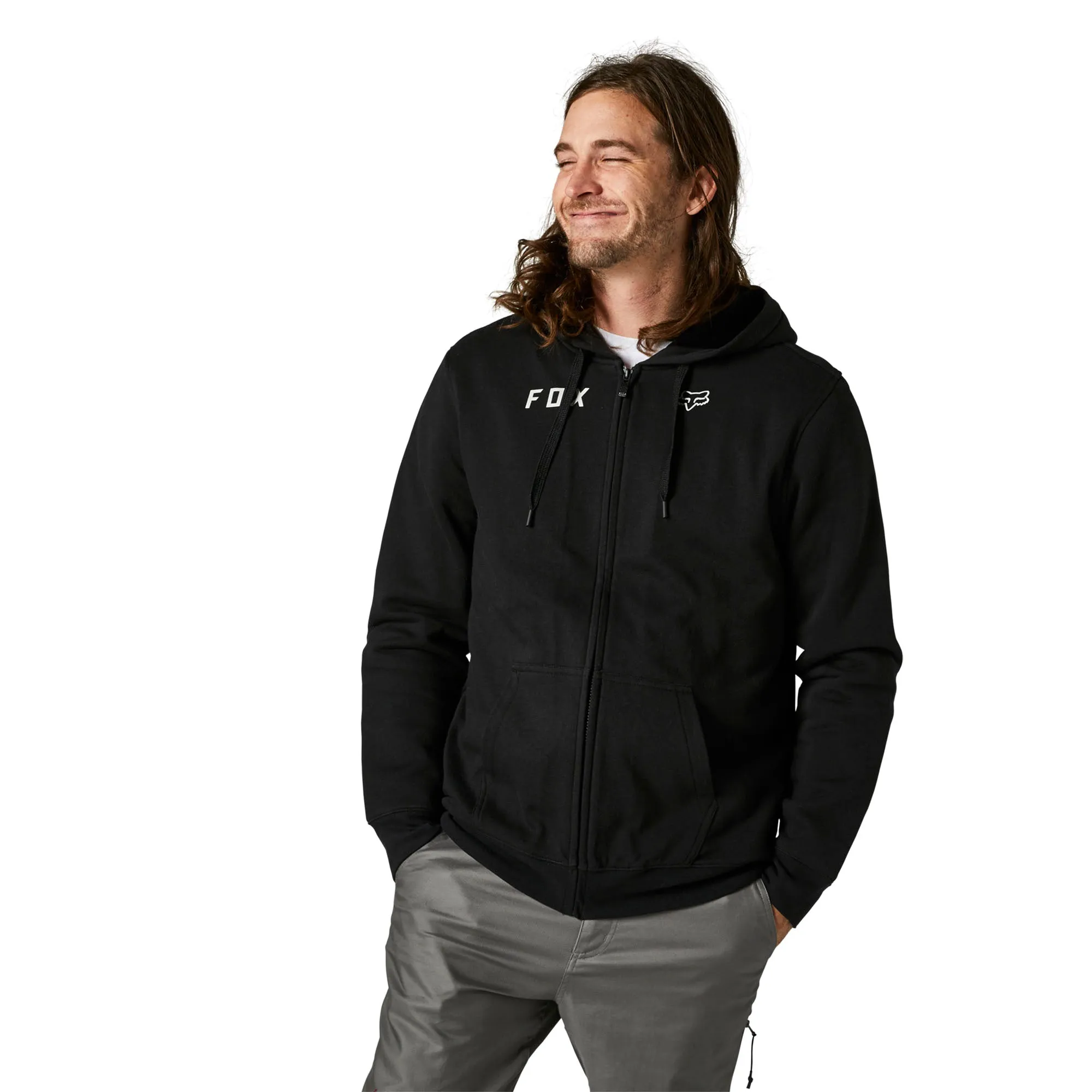 Fox Racing  Mens Black Baseline Sasquatch Fleece Zip Hoodie Comfy Warm Sweatshirt