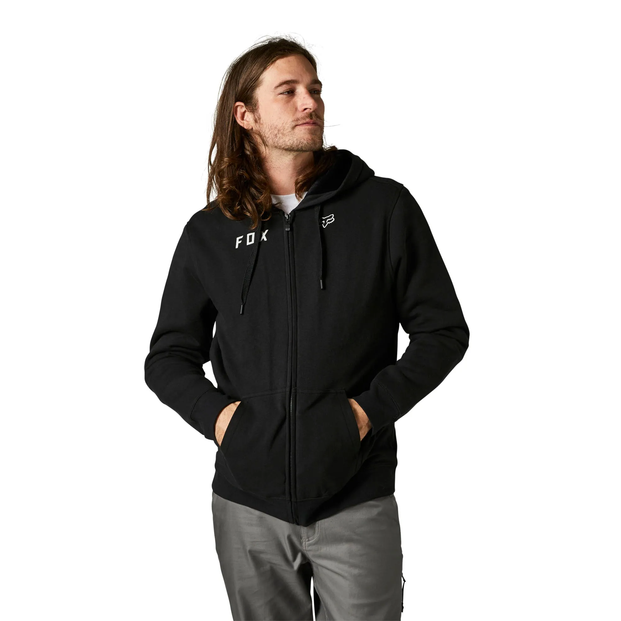 Fox Racing  Mens Black Baseline Sasquatch Fleece Zip Hoodie Comfy Warm Sweatshirt