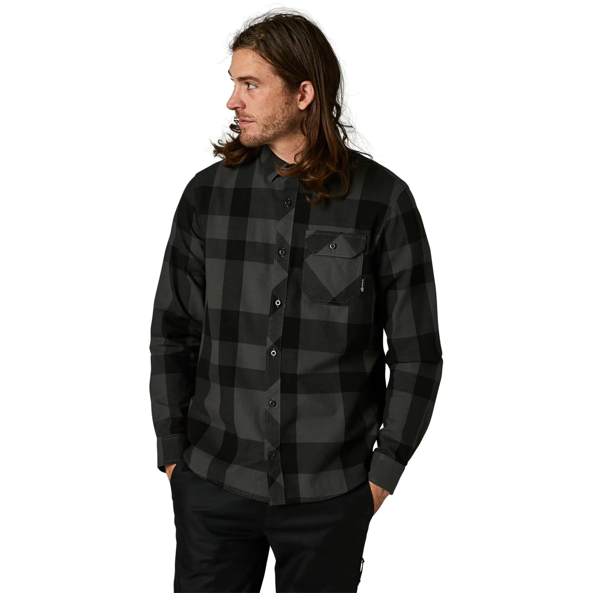 Fox Racing  Mens Black Voyd 2.0 Flannel Chest Pocket Soft Comfy Button Down Shirt