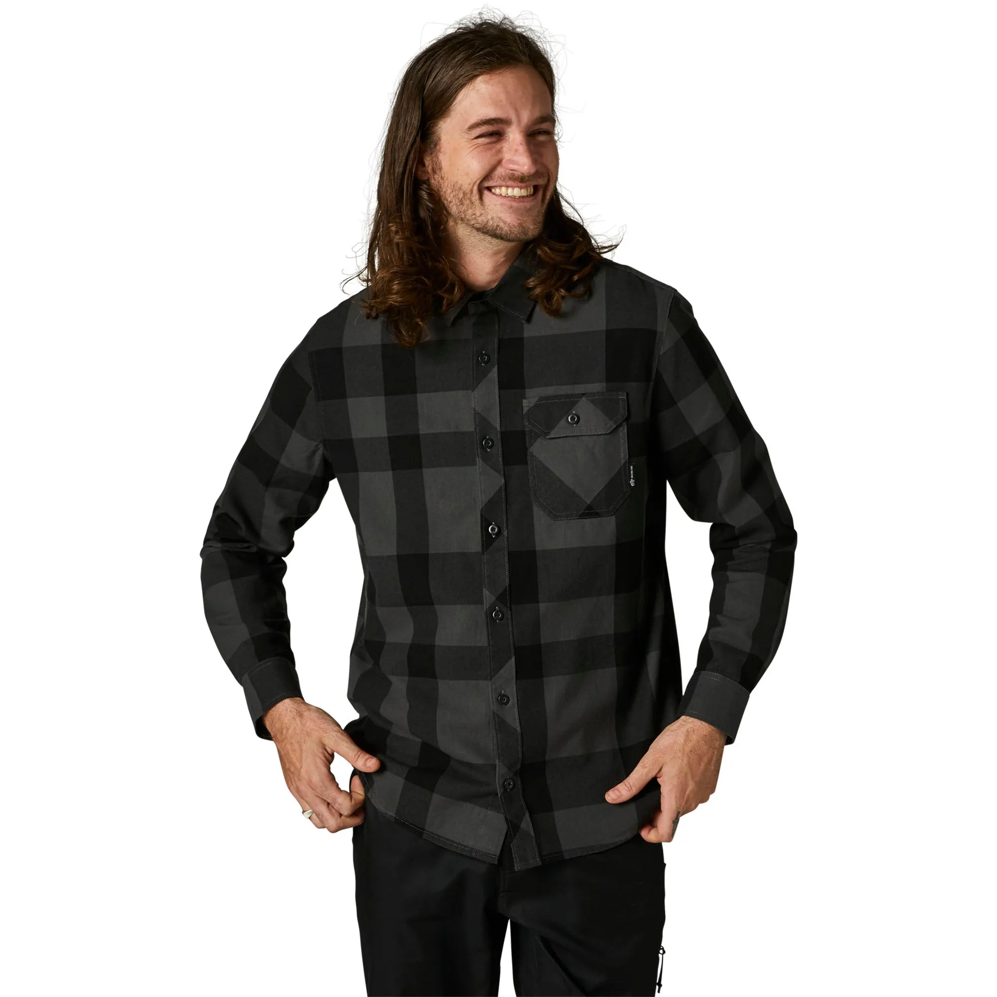 Fox Racing  Mens Black Voyd 2.0 Flannel Chest Pocket Soft Comfy Button Down Shirt