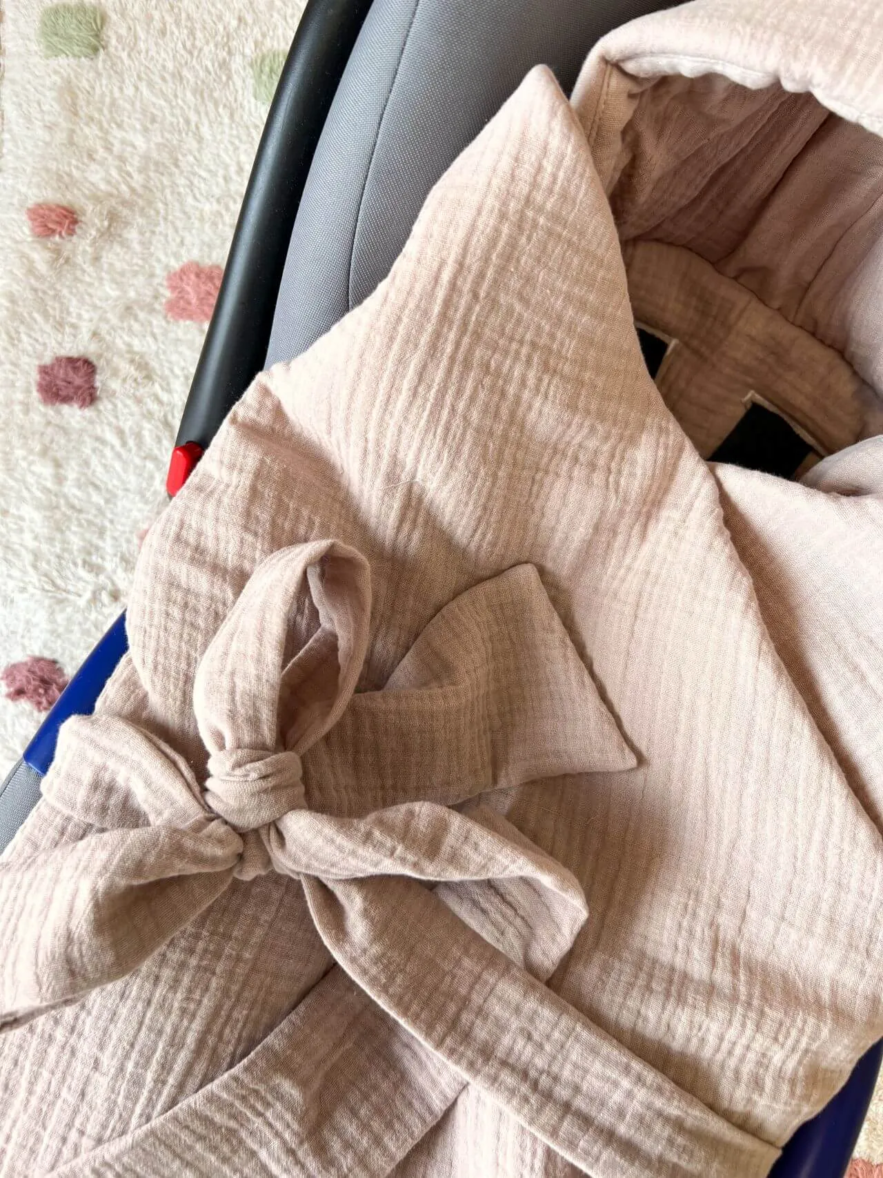 Handmade Car Seat Blanket - 100% Muslin Cotton - Beige