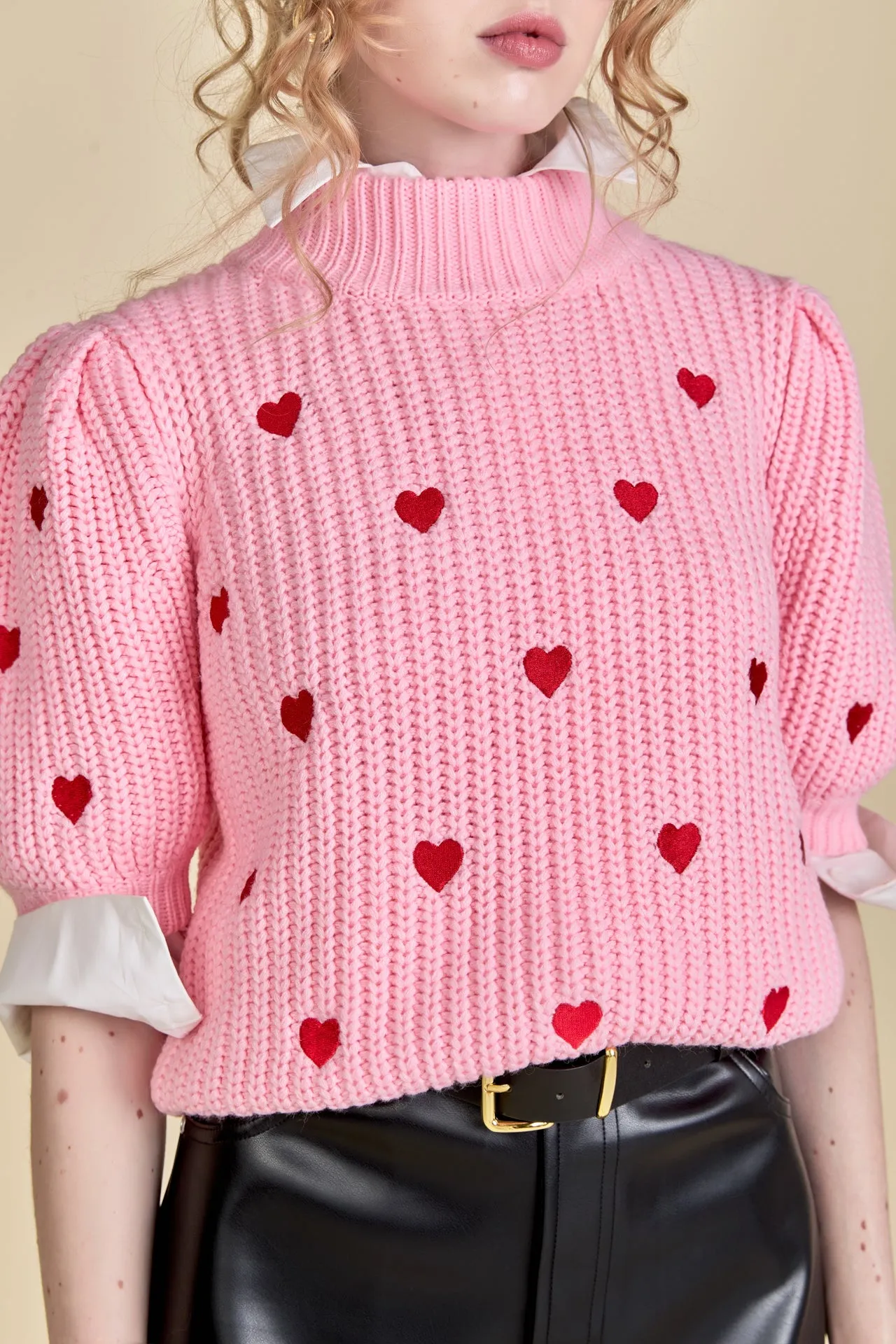 Heart Shape Embroidery Sweater