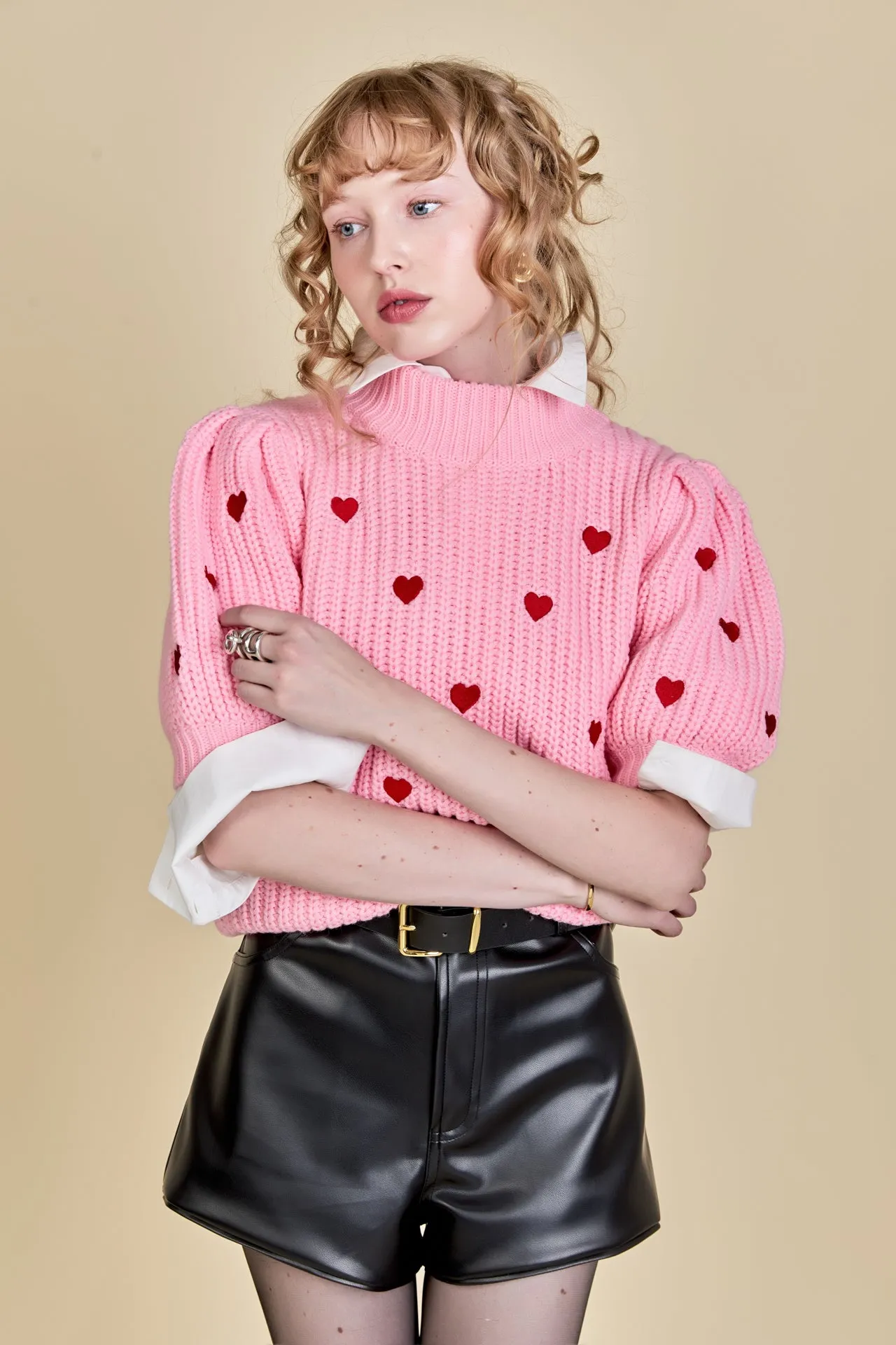 Heart Shape Embroidery Sweater