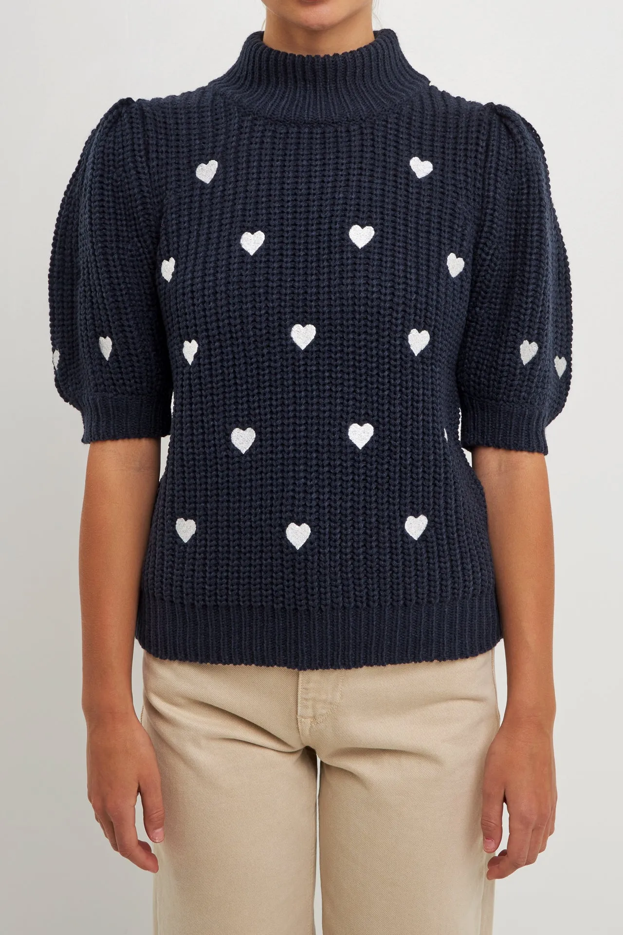 Heart Shape Embroidery Sweater