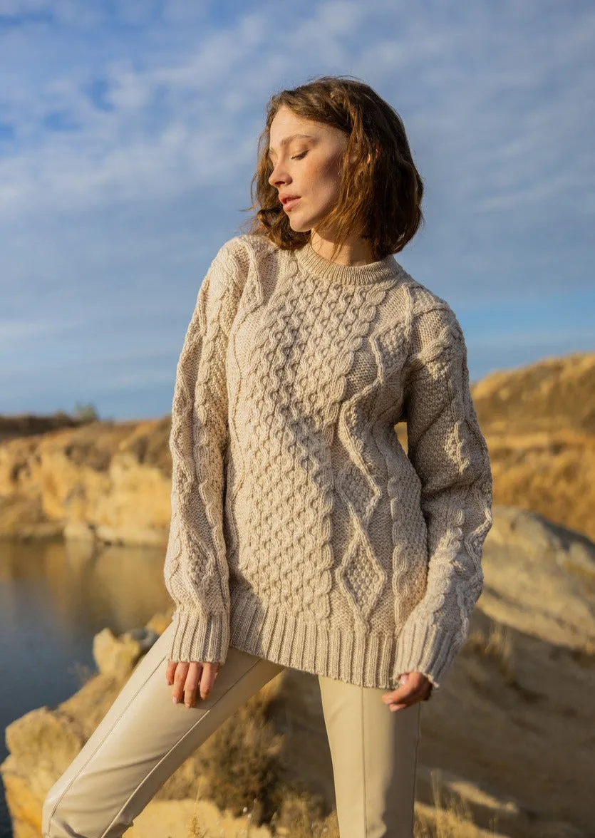 Heavy Weight Aran Sweater | Oatmeal