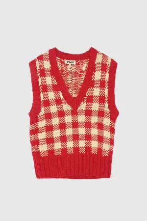 Heidi Knit Tank - Red/Ecru