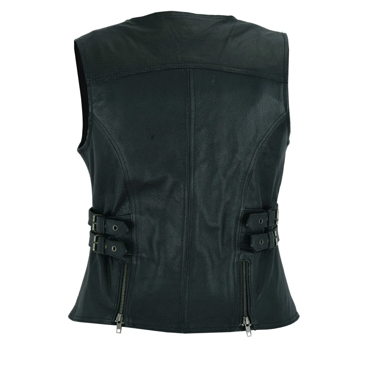 HML1037B Ladies Black Vest with Buckles