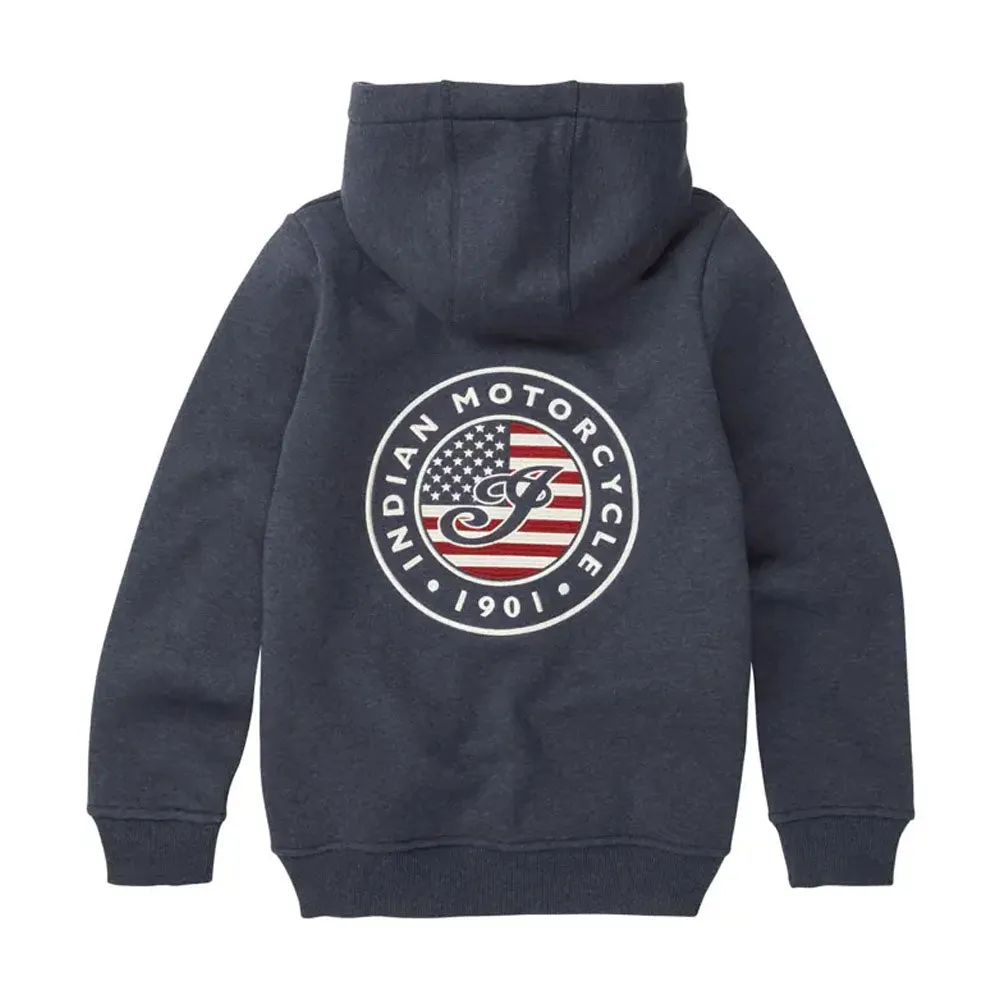 Indian Motorcycle  Kids USA Flag Hoodie Warm Soft Comfortable Casual Navy