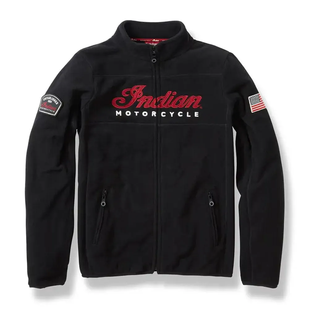 Indian Motorcycle  Womens Zip Thru Fleece Warm Soft Comfortable Casual Black