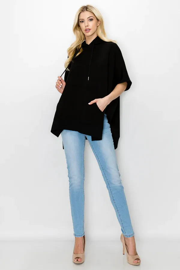 JOH Fleta Poncho With Hoodie Black