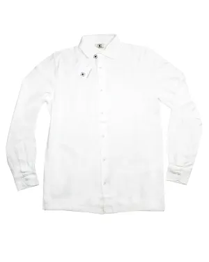 Kired Kiton Full Button Long Sleeve Jersey Polo Shirt White Crêpe Cotton 50 / M