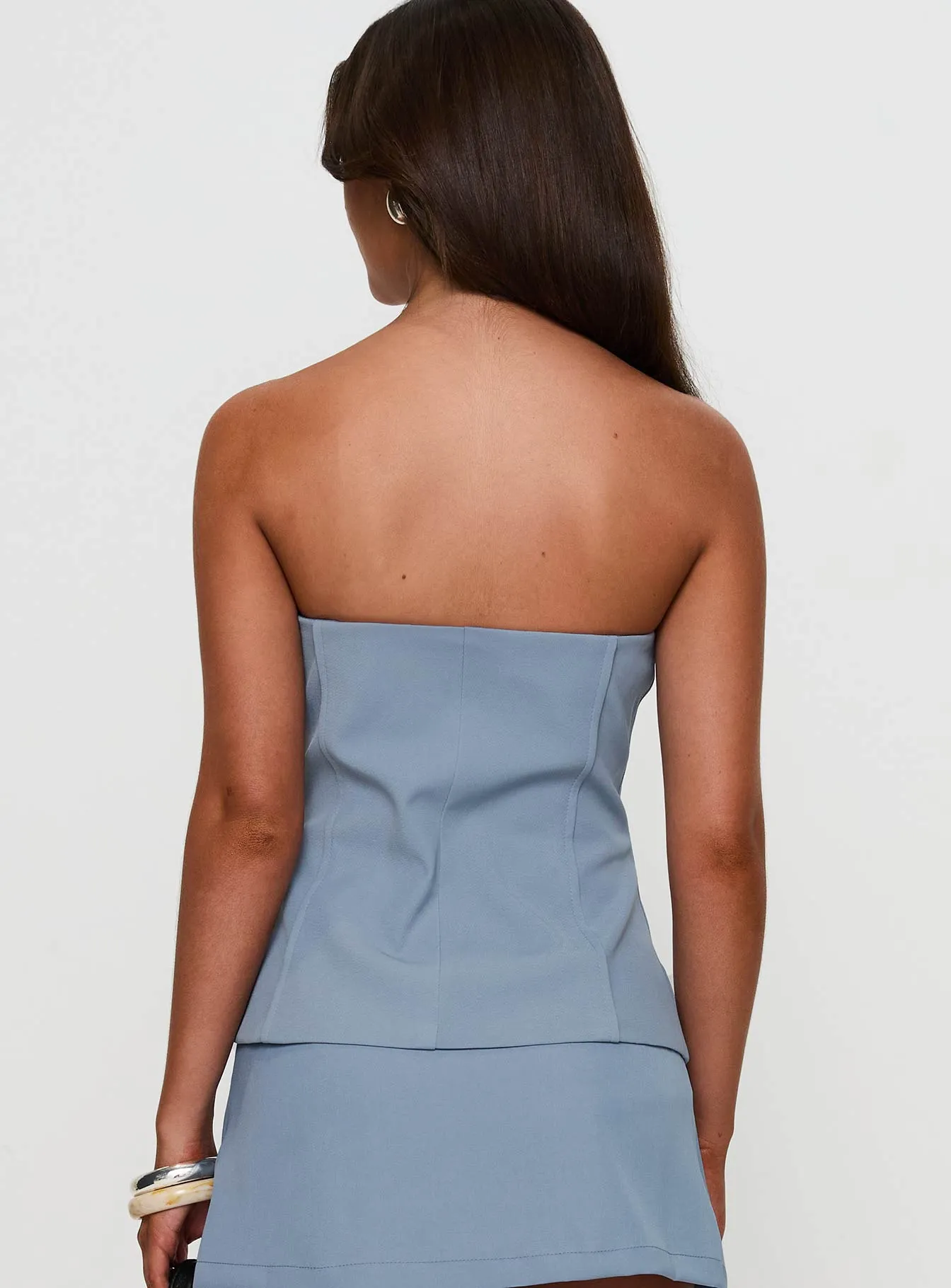 Lavish Living Strapless Top Blue