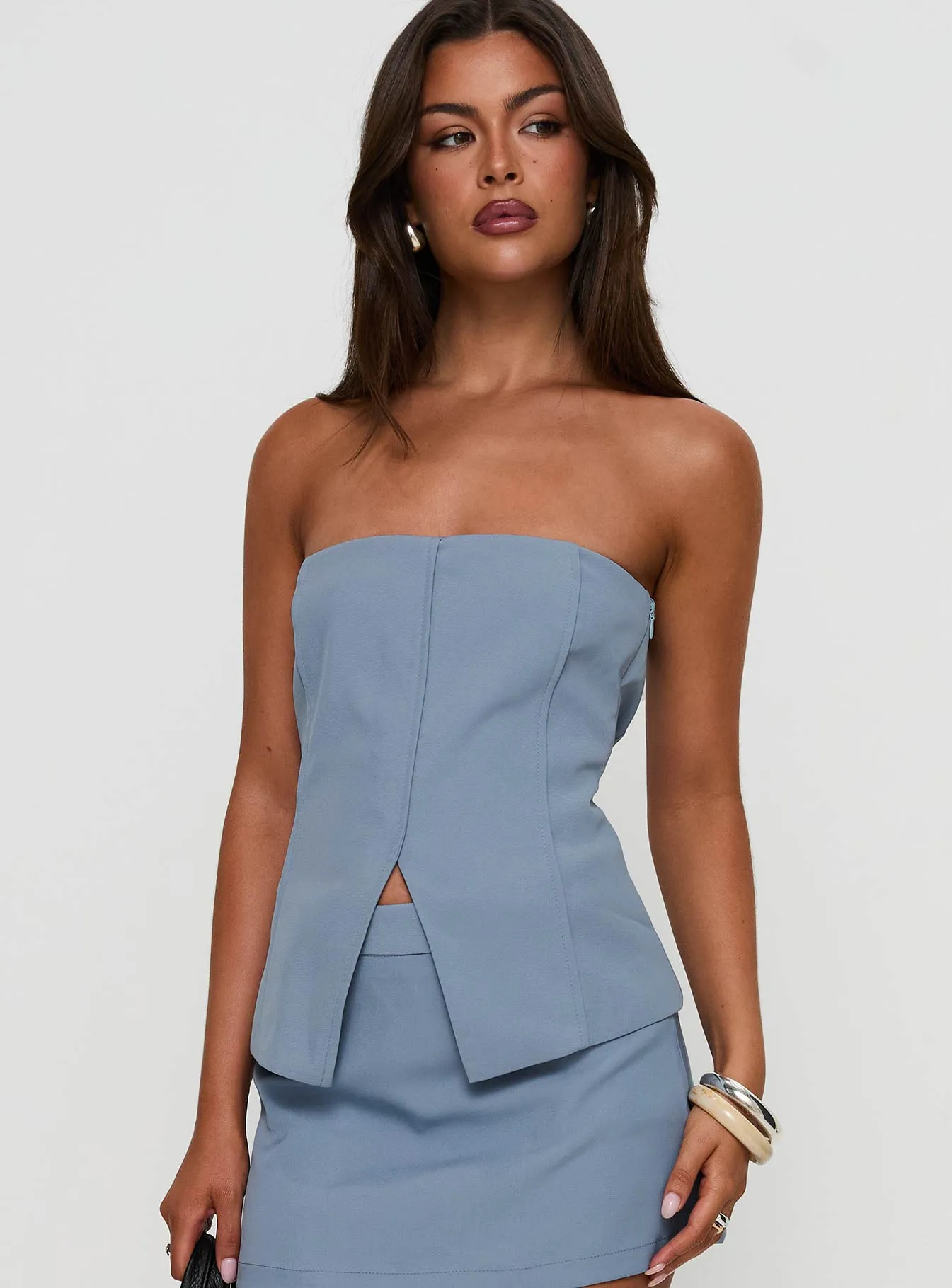 Lavish Living Strapless Top Blue