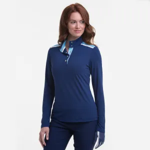 LONG SLEEVE SNAP PLACKET MOCK POLO