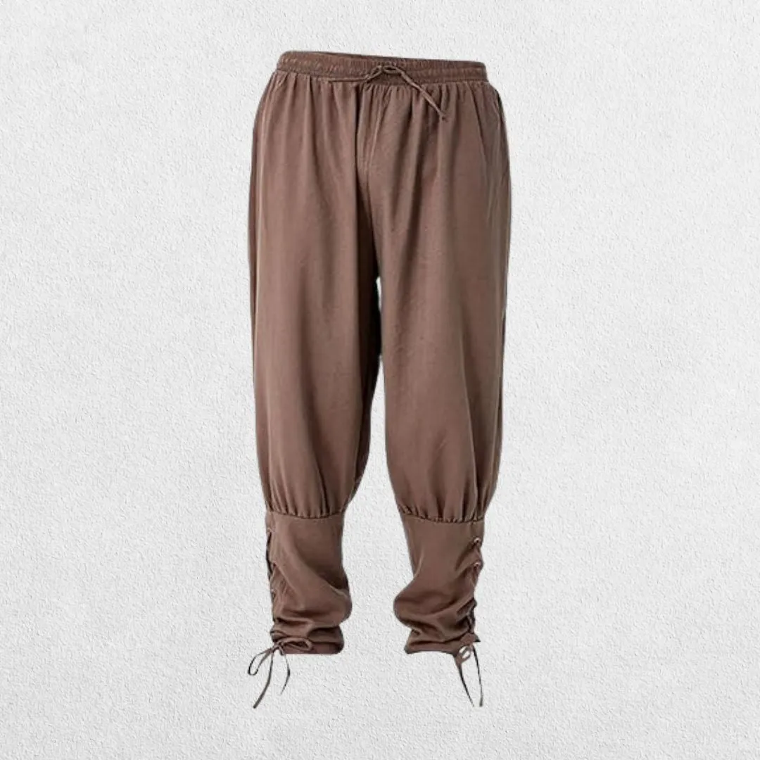 Loose-Fit Ankle-Banded Viking Navigator Pants with Lace-Up Calf Design