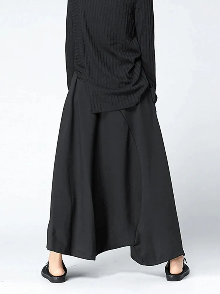 Lora Elegant Black Wide-Leg Loose Pants