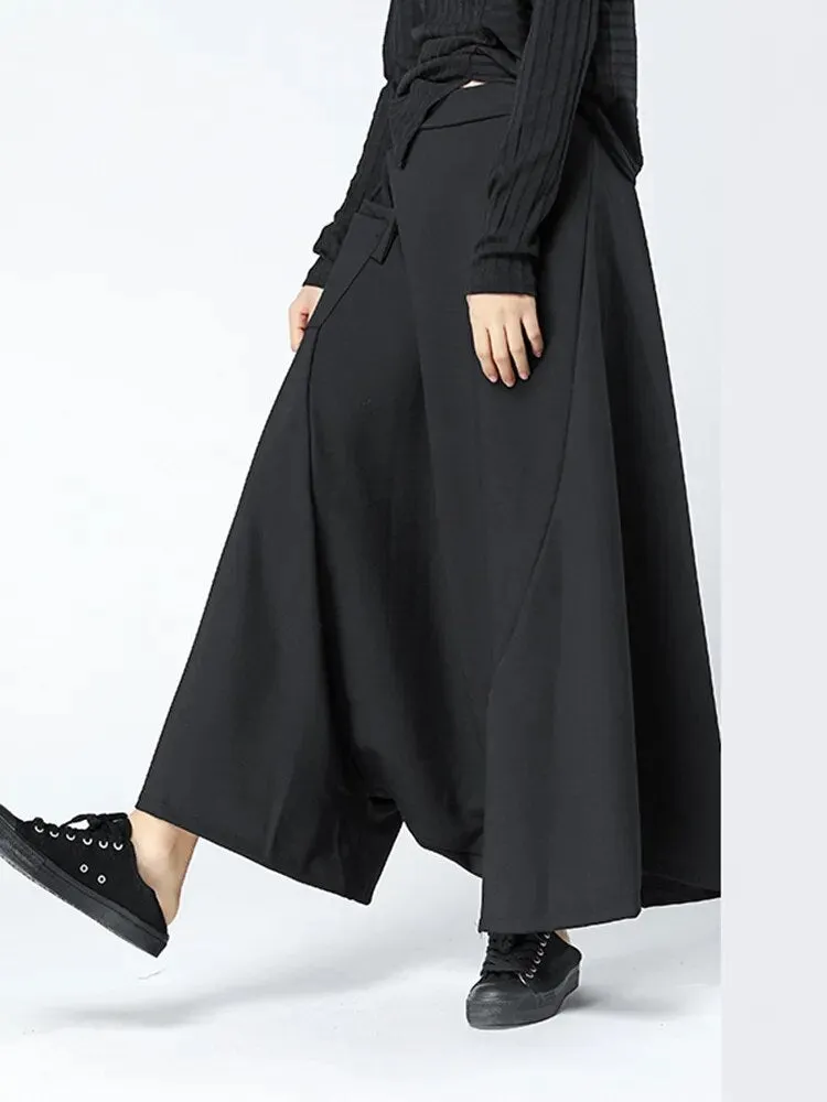 Lora Elegant Black Wide-Leg Loose Pants