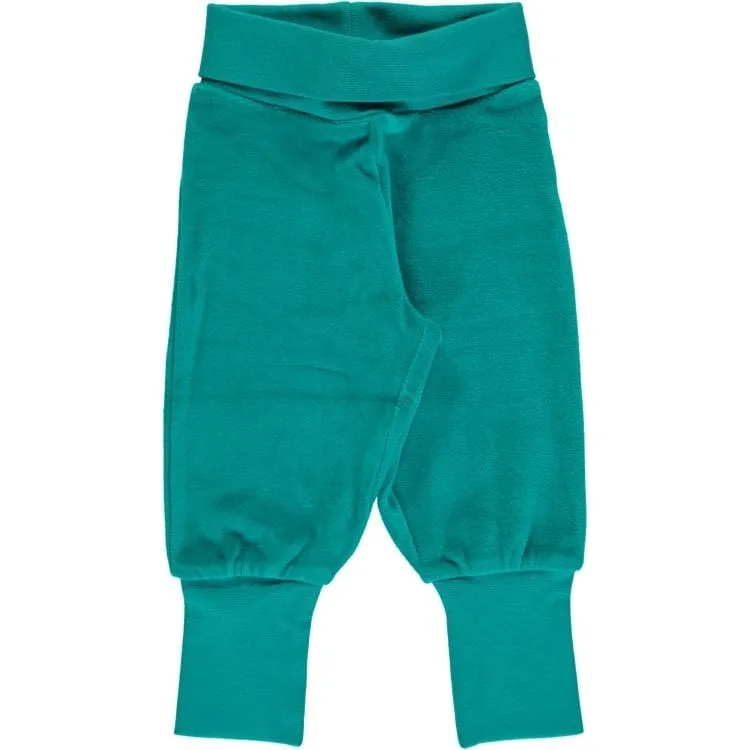 Maxomorra Velour Rib Pants - Turquoise