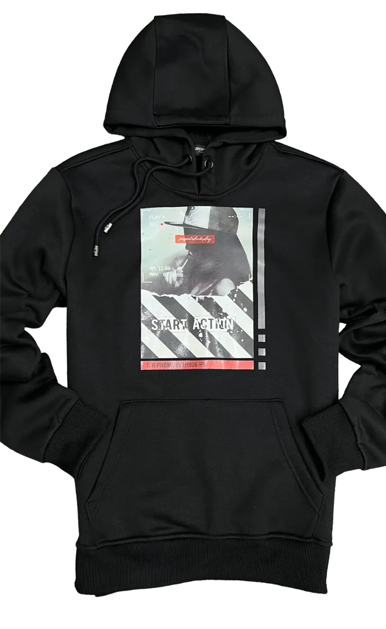 Men's Black Graphic Hoodies Long Sleeves Heavy Blend Tailored Recreation