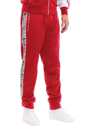 Mens Red Snake Side Track Joggers Track Pants