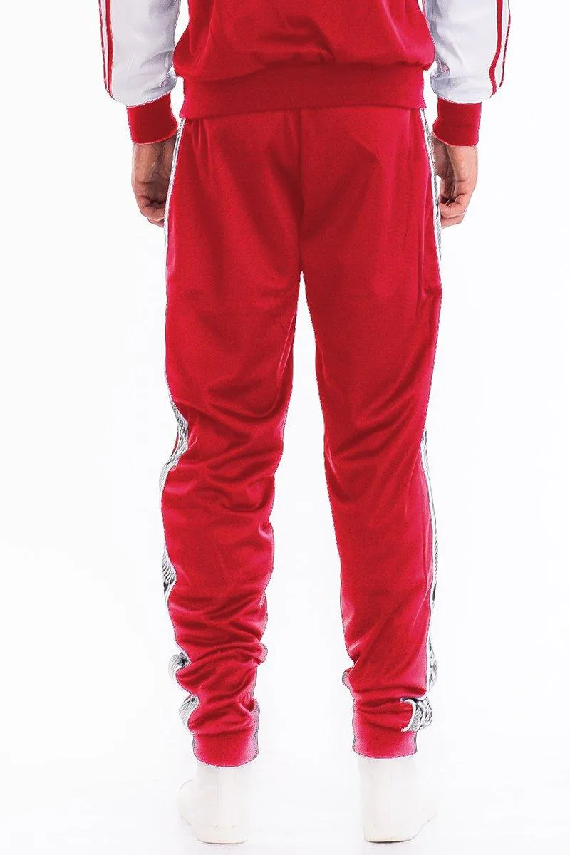 Mens Red Snake Side Track Joggers Track Pants