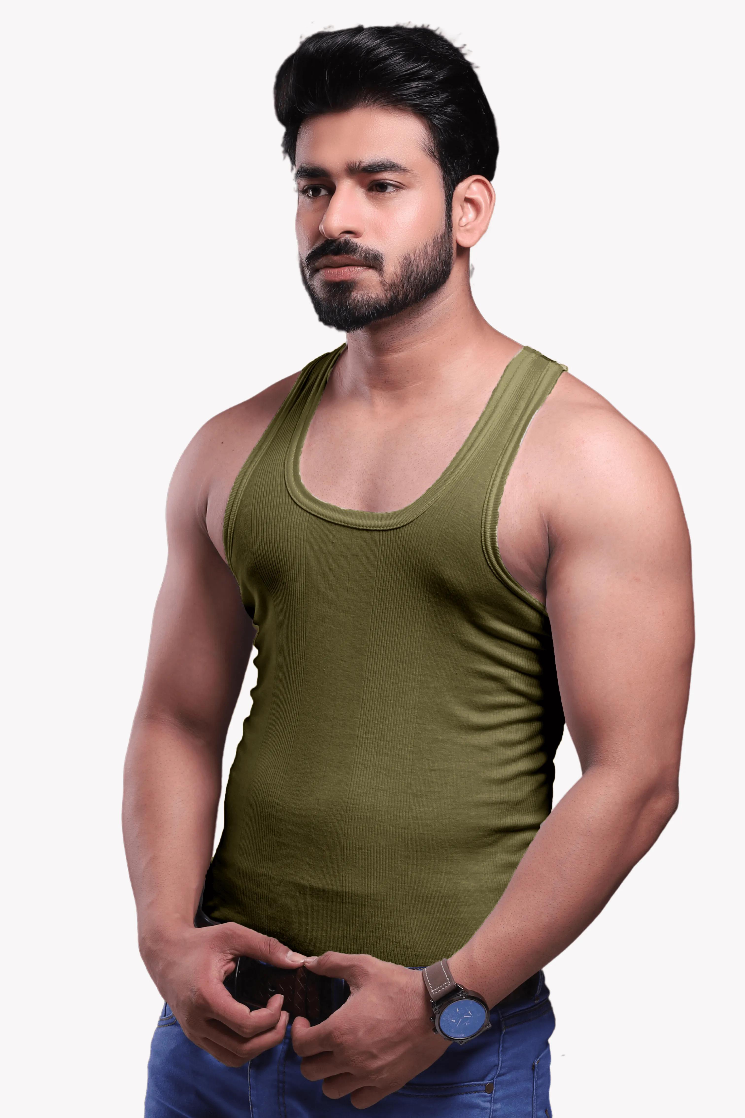 Men's Rib Sleeveless Assorted Vests 707 (Pack of 2)