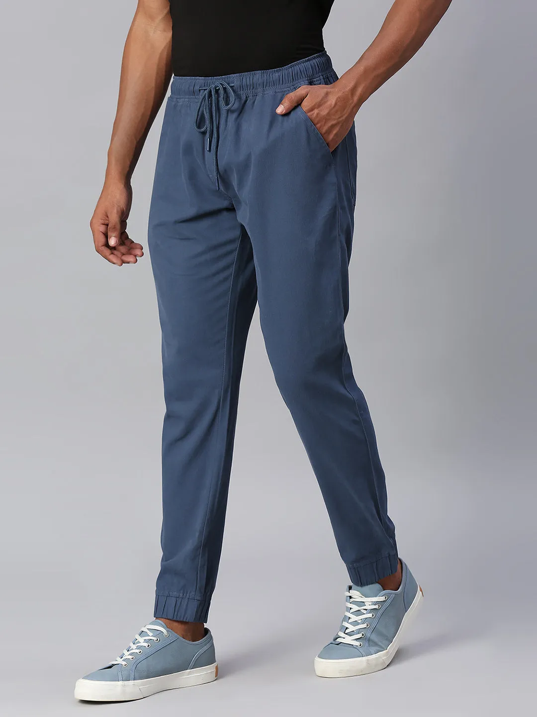 Men's Straight Fit Cotton Joggers (Petrolblue)