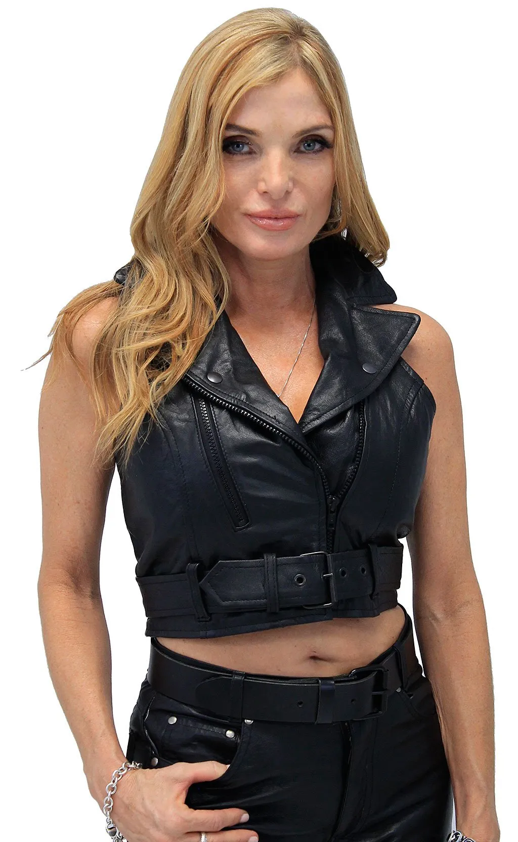 Motorcycle Leather Crop Halter #VL3009MC ()