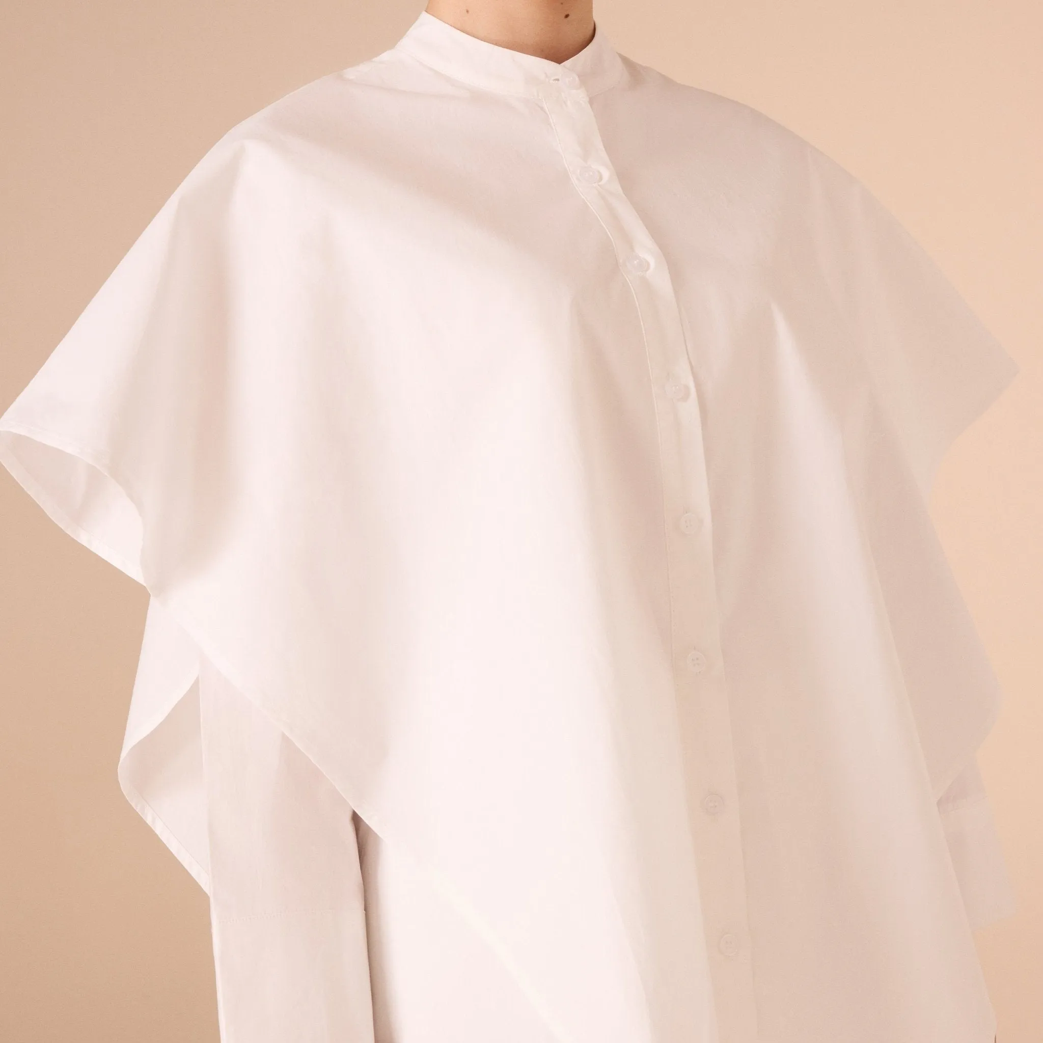 Off White Long Sleeve Two layer Poplin Shirt